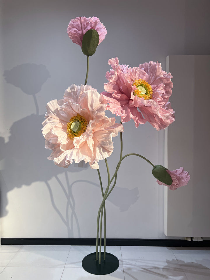 3 Stck Riesige Knstliche Mohnblumen 1,7m - Deko Blumen Fr Hochzeit &  Events