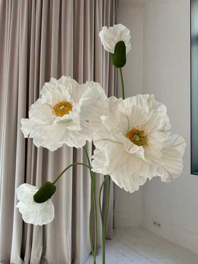 Set of 4 large white paper flowers, perfect for weddings and events