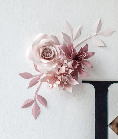 Gentle and elegant nursery wallpaper flowers in blush nude and misty rose tones