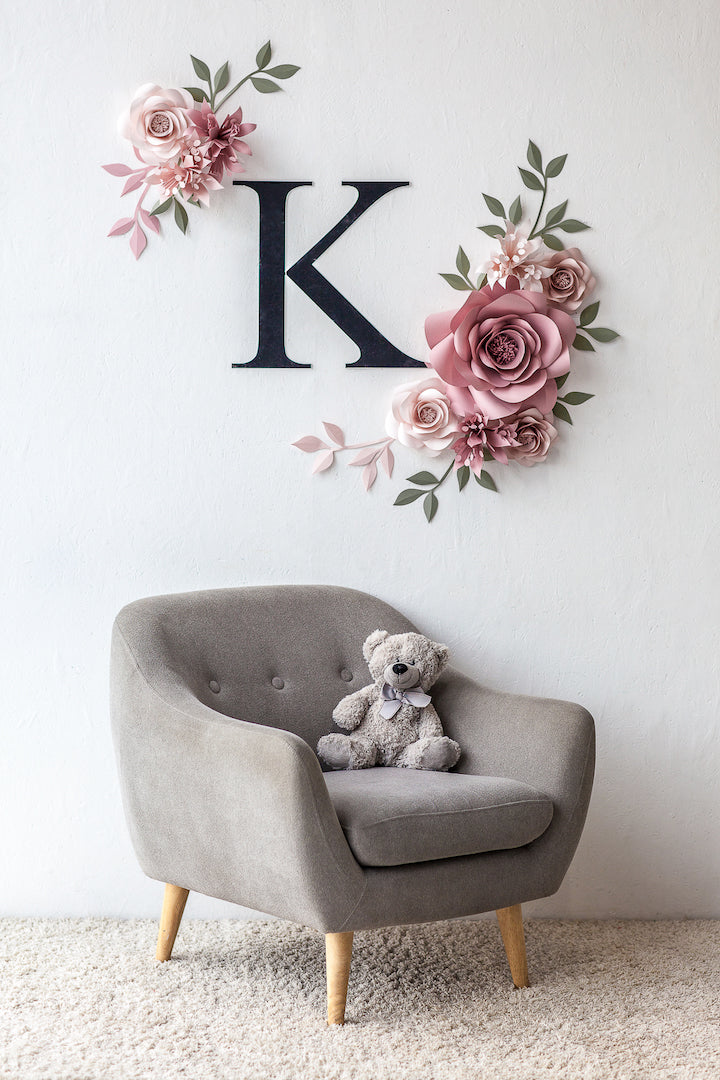 Elevate Your Nursery: Blush Nude and Misty Rose Wallpaper Flower Accent