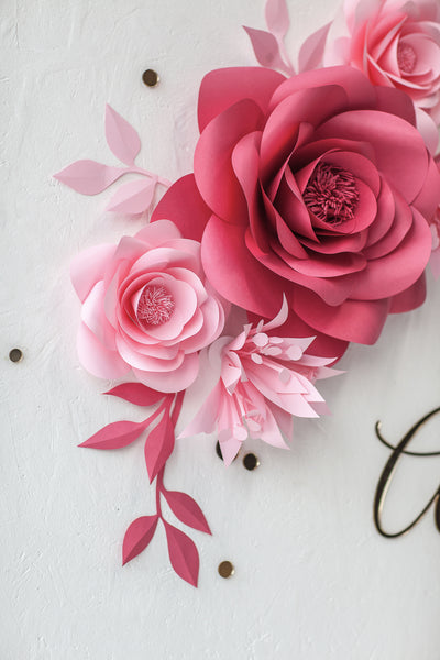 Elegant Azalea Pink and Pink Paper Flowers, perfect for weddings and special occasions
