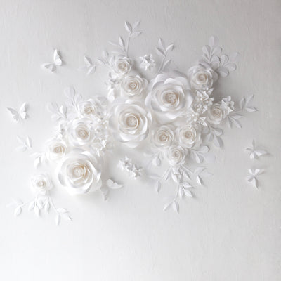 Whimsical White Paper Flowers Backdrop: Transform Your Event with Graceful Elegance